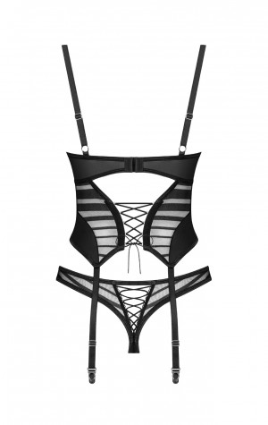 D&aacute;msk&yacute; sexy korzet Lune Bellis Corset čern&yacute; - Obsessive