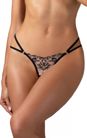 D&aacute;msk&aacute; kouzeln&aacute; tanga Vila Blanes Crotchless thong  b&eacute;žov&aacute; - Obsessive