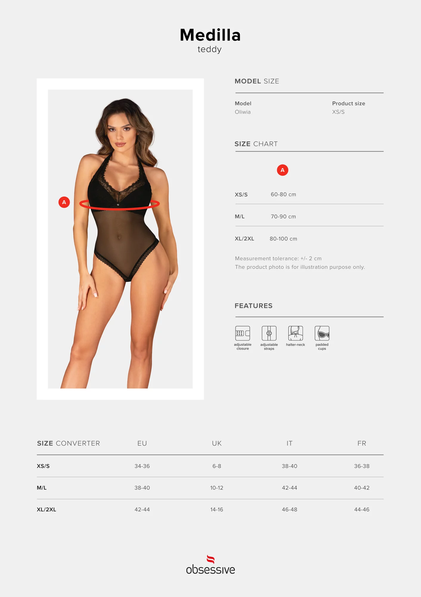 Koketní body Medilla teddy - Obsessive
