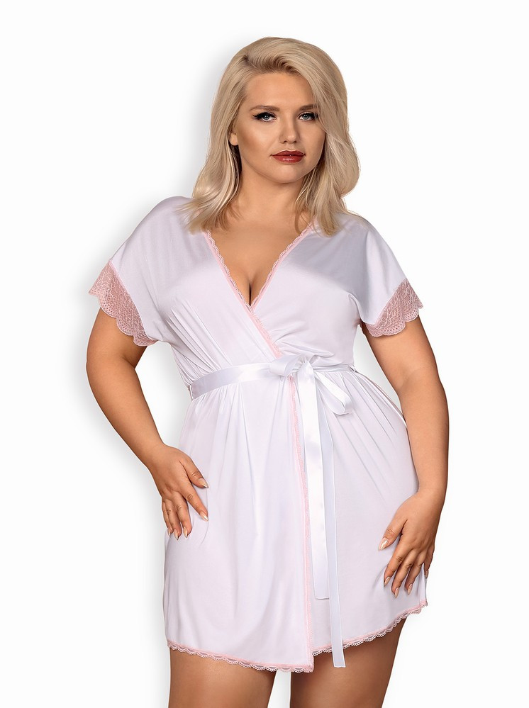 Elegantní župan Girlly peignoir XXL - Obsessive XXL Bílá