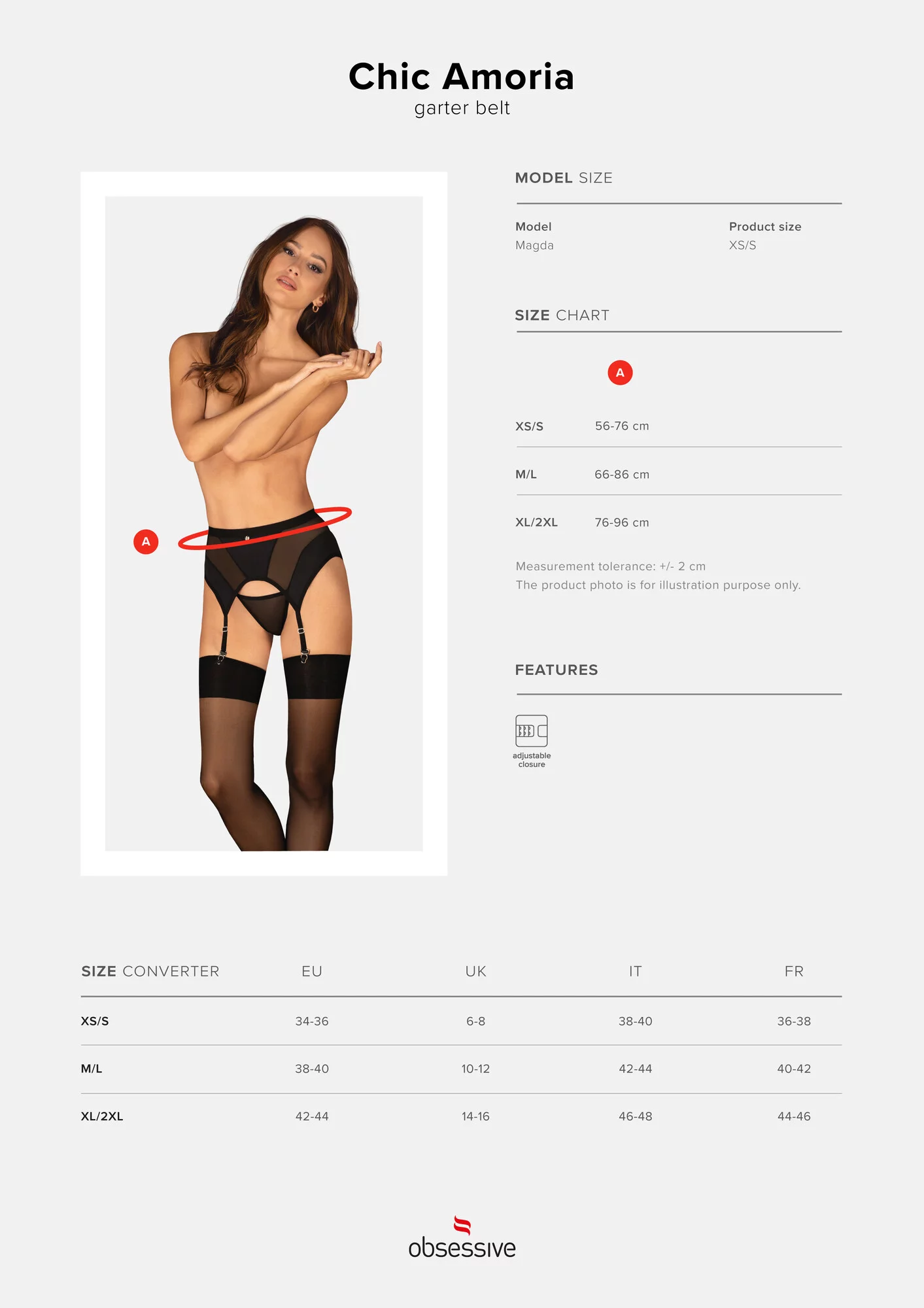 Elegantní podvazkový pás Chic Amoria garter belt - Obsessive