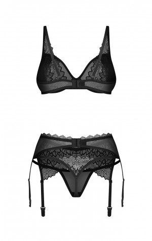 Dámský svůdný komplet Deina More 3-PCS Set černý - Obsessive