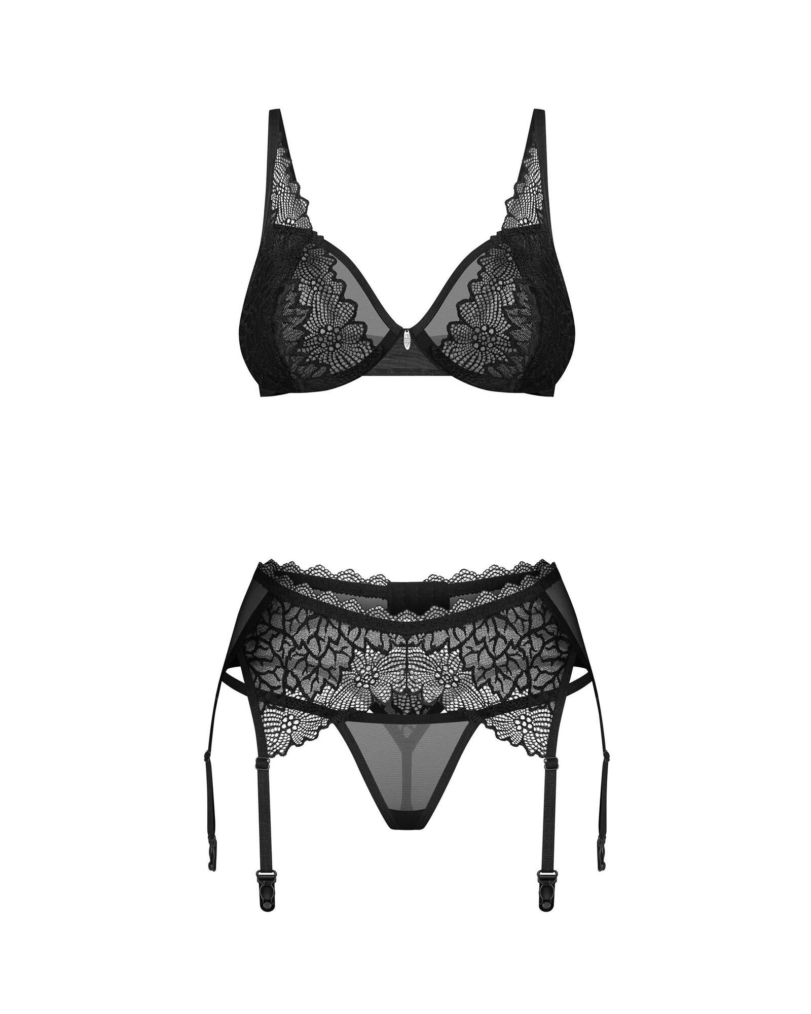 Dámský svůdný komplet Deina More 3-PCS Set černý - Obsessive