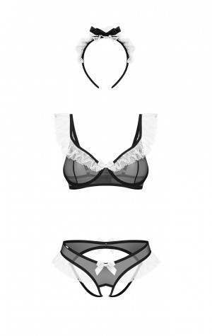 Svůdný kostým pokojské Naughty Maid 3-PCS Costume černo/bílý - Obsessive