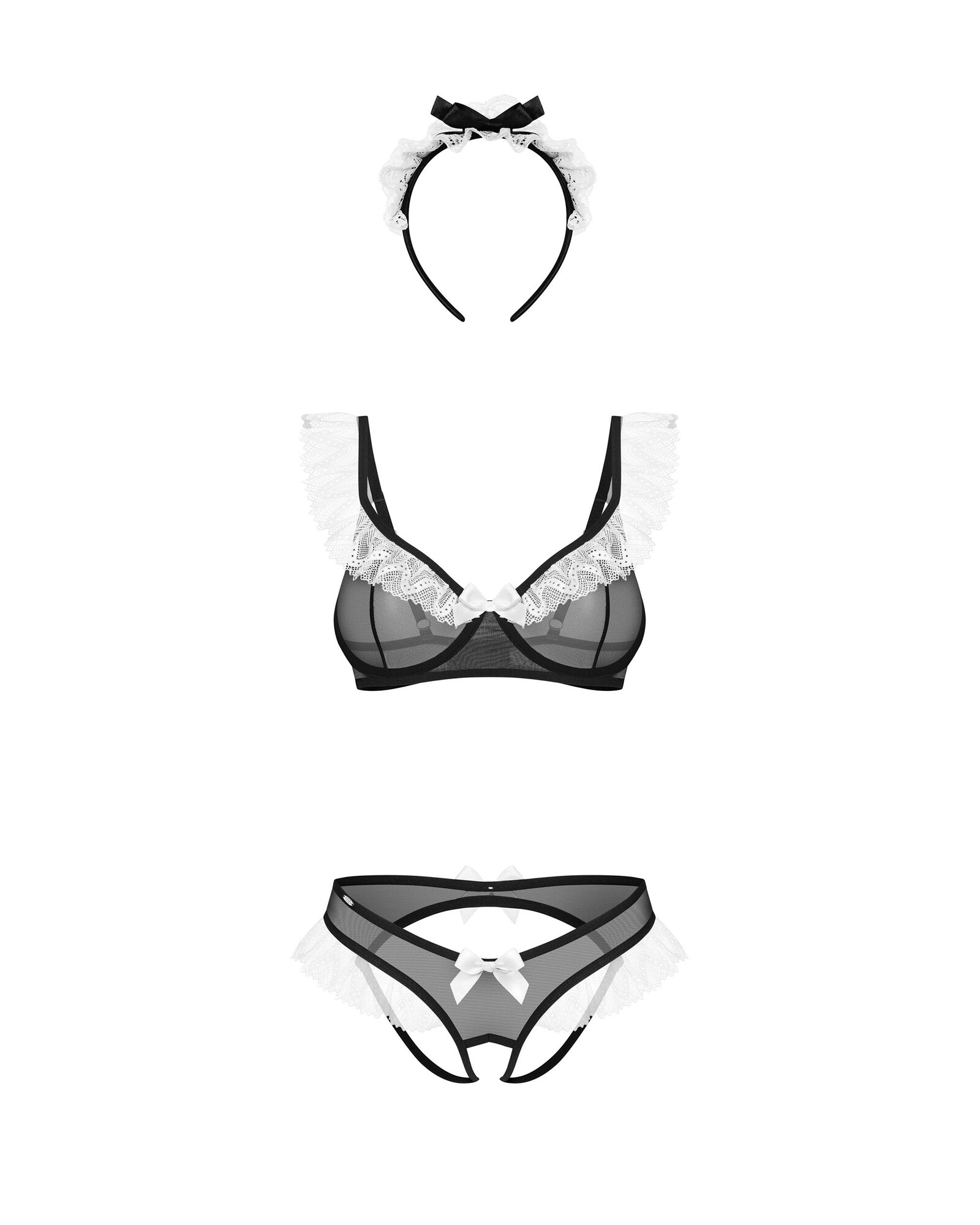 Svůdný kostým pokojské Naughty Maid 3-PCS Costume černo/bílý - Obsessive