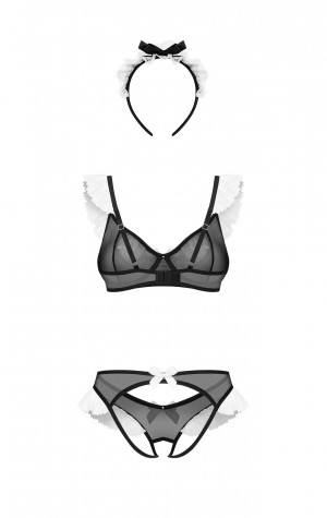 Svůdný kostým pokojské Naughty Maid 3-PCS Costume černo/bílý - Obsessive