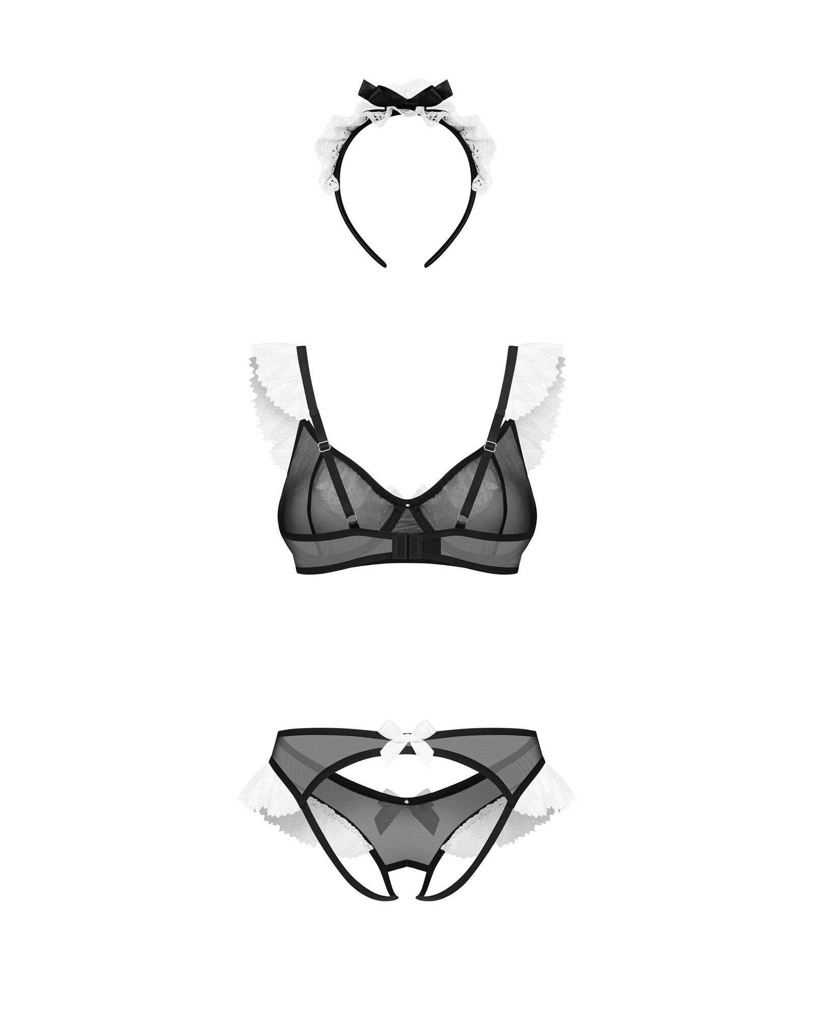 Svůdný kostým pokojské Naughty Maid 3-PCS Costume černo/bílý - Obsessive