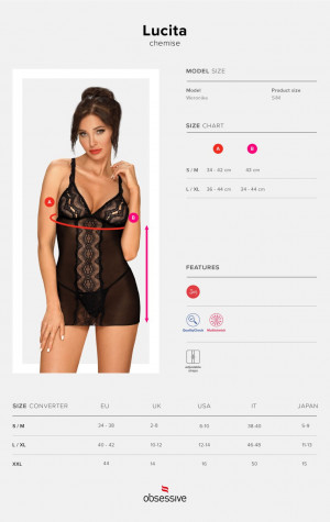 Jemná košilka Lucita chemise - Obsessive