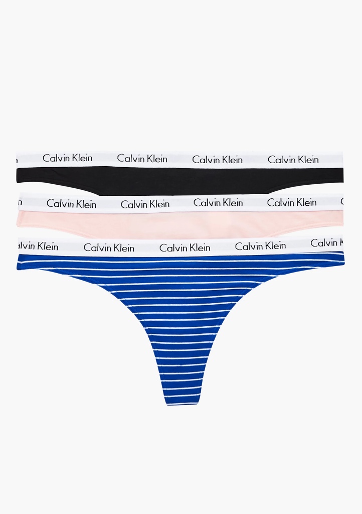 Dámská tanga Calvin Klein QD3587 JMO 3PACK L Mix