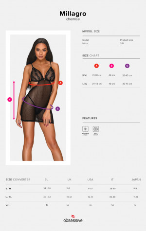 Půvabná košilka Millagro chemise - Obsessive