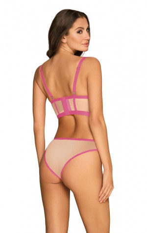 Smyslný set Nudelia top & panties neon pink - Obsessive