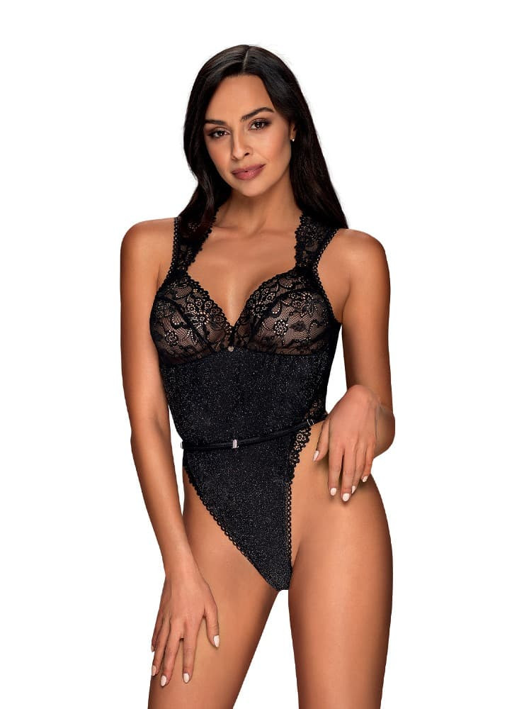 Elegantní body Elisetta teddy - Obsessive L/XL Černá