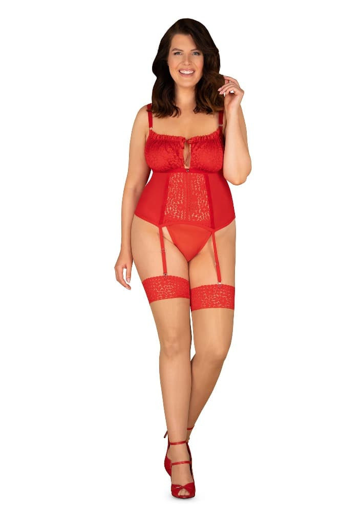 Okouzlující punčochy Blossmina stockings - Obsessive 4XL/5XL Červená