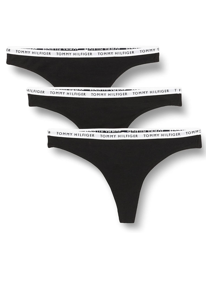 Dámské tanga Tommy Hilfiger UW0UW02829 3PACK S Černá