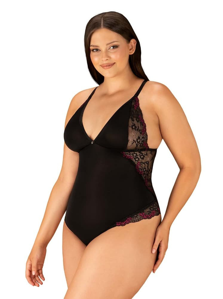 Levně Jemné body Vanessme teddy 2XL/3XL - Obsessive 2XL/3XL Černá