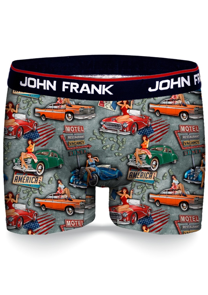 Pánské boxerky John Frank JFBD338 XXL Šedá