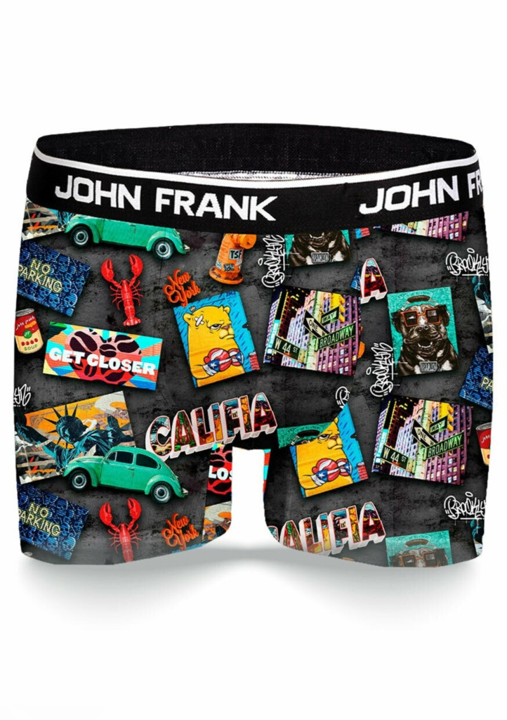 Pánské boxerky John Frank JFBD343 XXL Tm. šedá