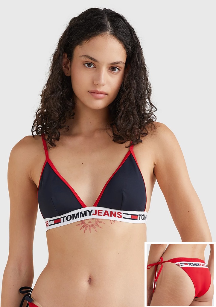 Dámské plavky Tommy Hilfiger UW0UW03351 + UW0UW03403 M Tm. modrá