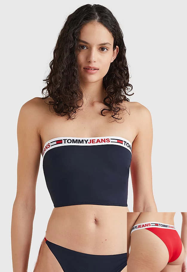 Dámské plavky Tommy Hilfiger UW0UW03707 + UW0UW03400 M Tm. modrá