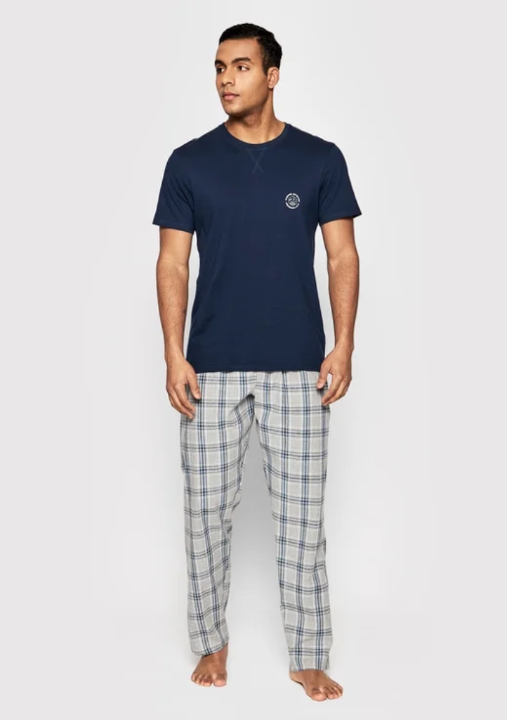 Levně Pánské pyžamo Henderson 39733-59X M Tm. modrá