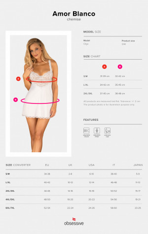 Svůdná košilka Amor Blanco chemise - Obsessive