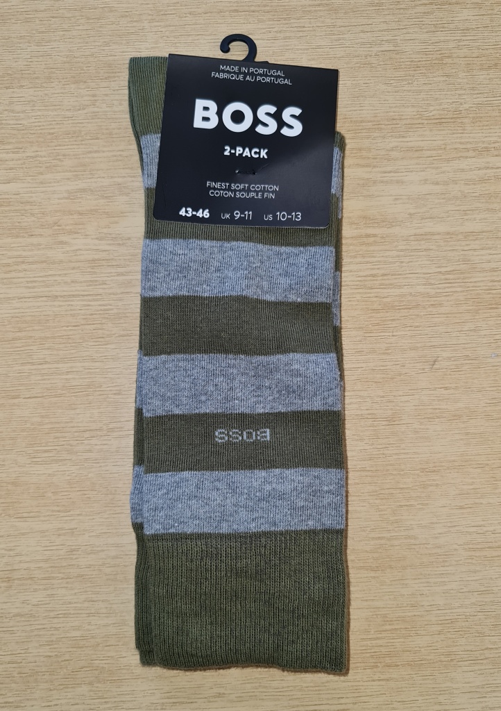 PÁNSKÉ PONOŽKY BOSS 50467712 2PACK 39/42 Olivová