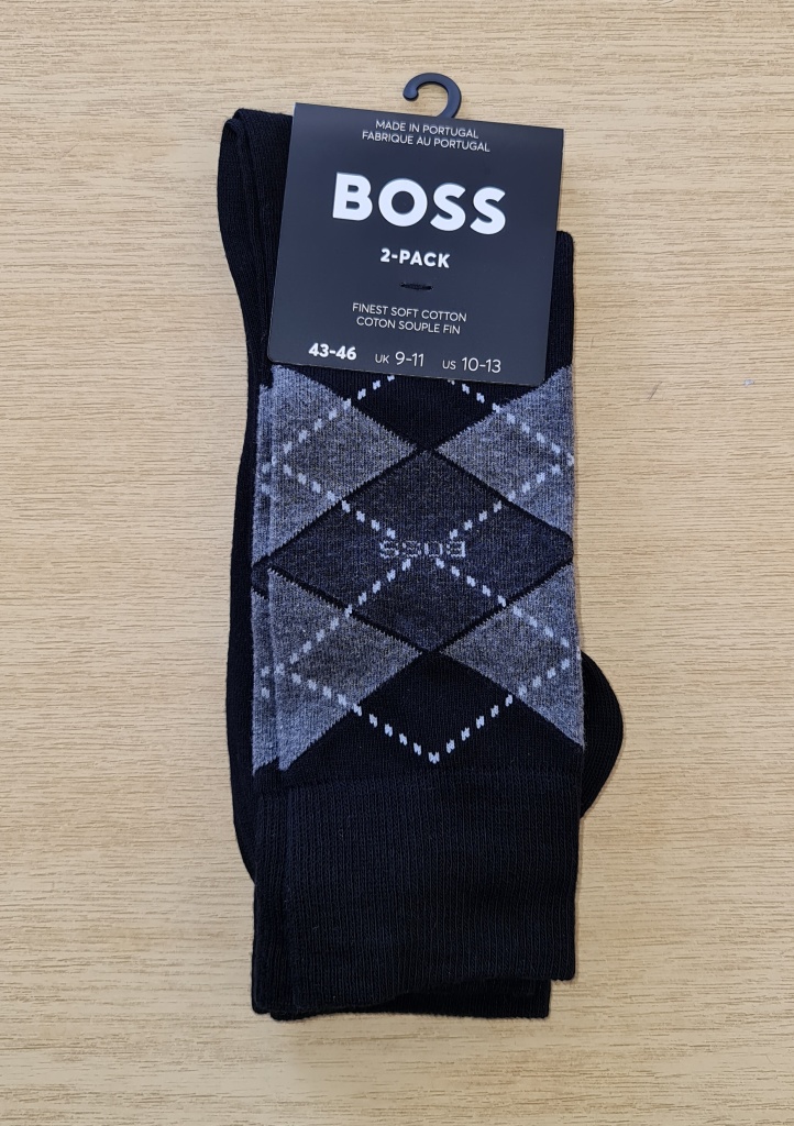 PÁNSKÉ PONOŽKY BOSS 50478352 2PACK 39/42 Černá