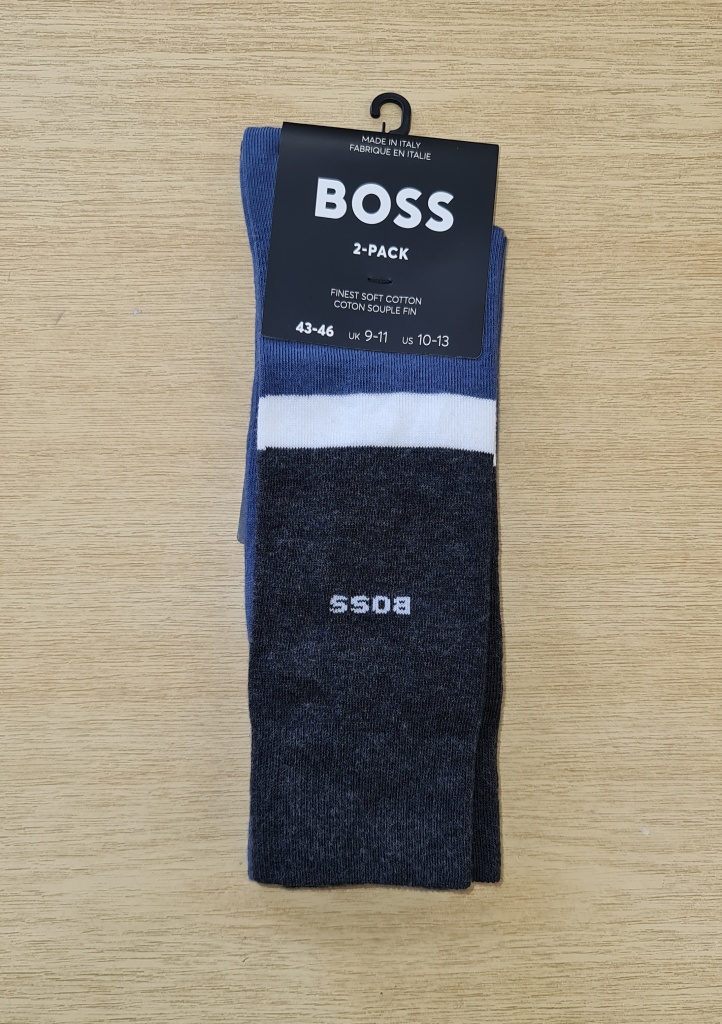 PÁNSKÉ PONOŽKY BOSS 50478357 2PACK 39/42 Modrá