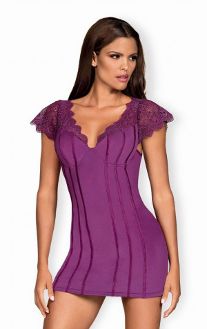 Výjimečná košilka Moketta chemise purple - Obsessive