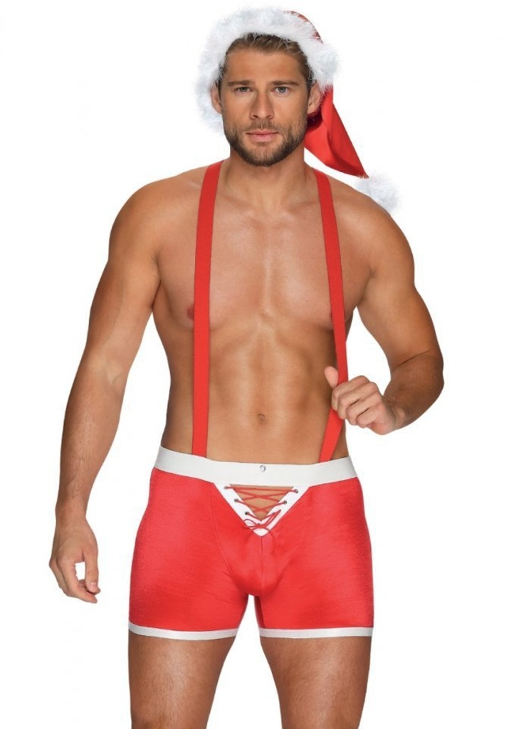 Levně Pánské boxerky Obsessive Mr Claus S/M Červená