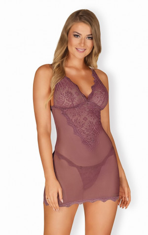 Sexy košilka Emperita chemise berry - Obsessive