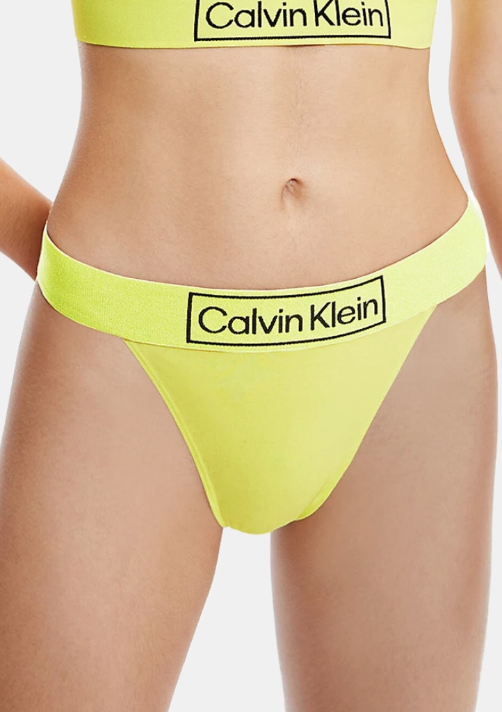 Levně Dámská tanga Calvin Klein QF6774 S Žlutá